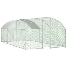 Large Chicken Coop Metal Chicken Run with Waterproof and Anti-UV Cover, Dome Shaped Walk-in Fence Cage Hen House for Outdoor and Yard Farm Use